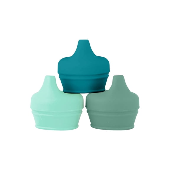 Boon Snug Silicone Sippy Cup Lids - Convert Any Kids Cups or Toddler Cups into Soft Spout Sippy Cups - Toddler Feeding Supplies and Travel Essentials - Green - 3 Count