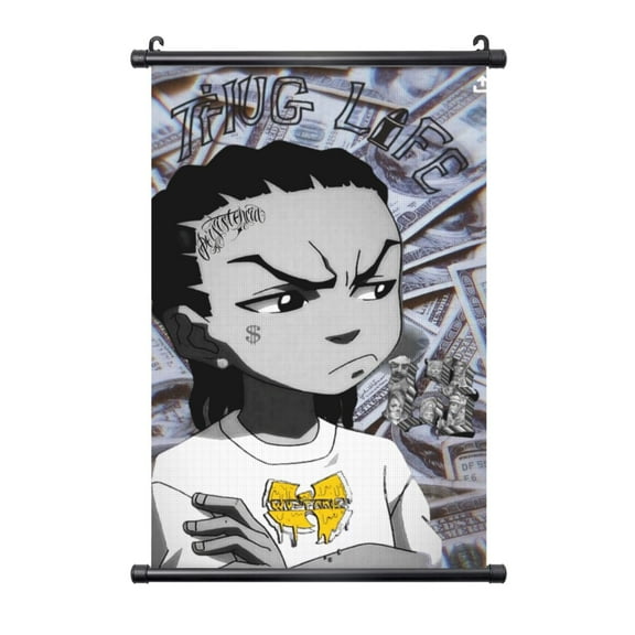 Boondocks Hanging Poster Prints Canvas PVC Scroll Shaft Wall Art Painting Wall Banner Artwork Decor for Home Living Room Bedroom 16"X24"