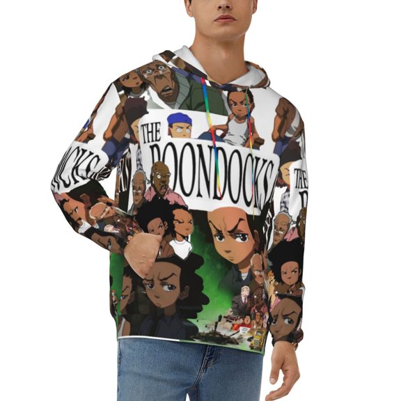 Boondocks Men's Hoodie Graphic Printed Long Sleeve Drawstring Hooded Sweatshirt Unisex Adult Pullover Tops Outerwear