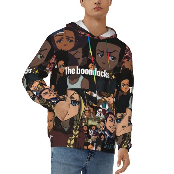 Boondocks Men's Hoodie Graphic Printed Long Sleeve Drawstring Hooded Sweatshirt Unisex Adult Pullover Tops Outerwear