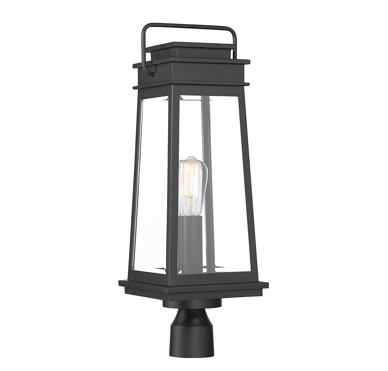Matte Black 1-Light Outdoor Post Lantern with Clear Glass