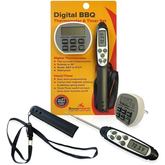 Boone, Hearth Digital Bbq Food Thermometer / Kitchen Timer / Stopwatch / Clock