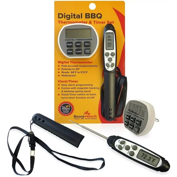 Boone, Hearth Digital Bbq Food Thermometer / Kitchen Timer / Stopwatch / Clock