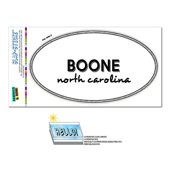 Boone, NC - North Carolina - Black and White - City State - Oval Laminated Sticker