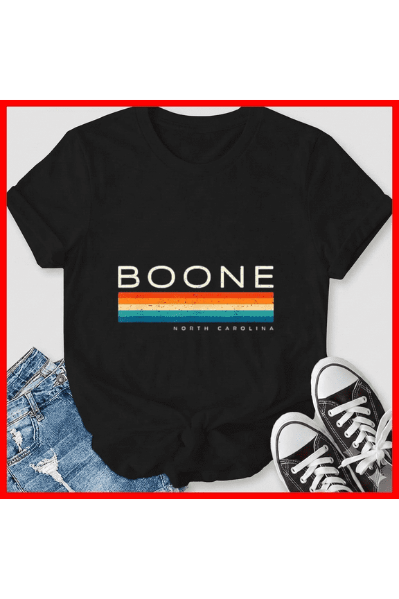 Boone NC North Carolina Retro Design Distressed Mountain Sunset Unisex T-Shirt, up to size 5XL