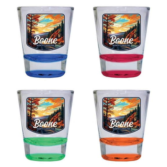 Boone North Carolina Design A Souvenir 2 oz Round Shot Glass Multicolor (4-Pack)