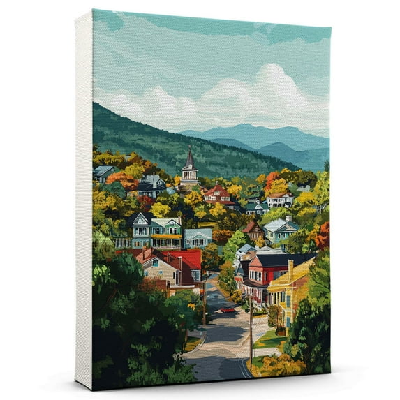 Boone Travel Canvas, North Carolina Canvas Print vintage, Colorful Boone Decor City Road, North Carolina Pictures Wall Art - 102AZ155