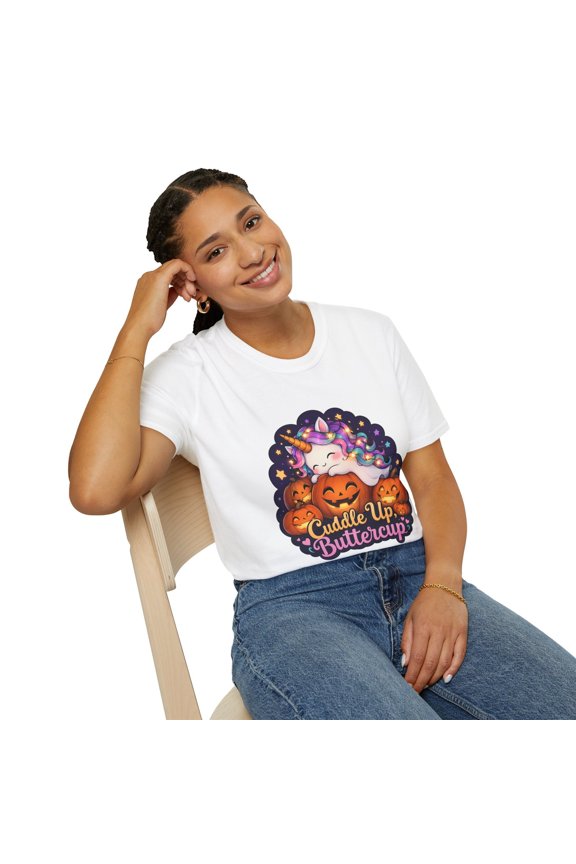 Boonicorn Unicorn Halloween Cute Pumpkin Ghost Unisex Softstyle T-Shirt