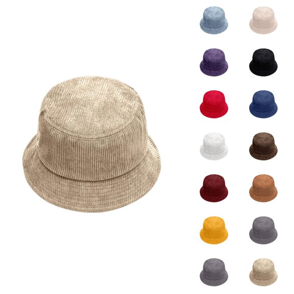 Boonie Bucket Hats for Men - Military UPF 50+ Sun Autumn Winter Corduroy Fisherman Hat Unisex Street Style Beret Hat Adjustable Bucket Cap