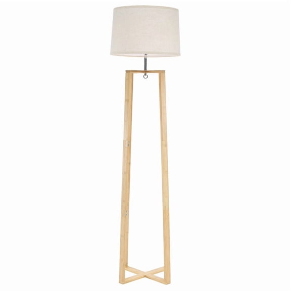 Booniture Bamboo Corner Floor Lamp for Living Room,Linen Shade Floor Lamps for Bedroom,Rustic Standing Lamp for Dining Room and House Décor with E26 Base Nature