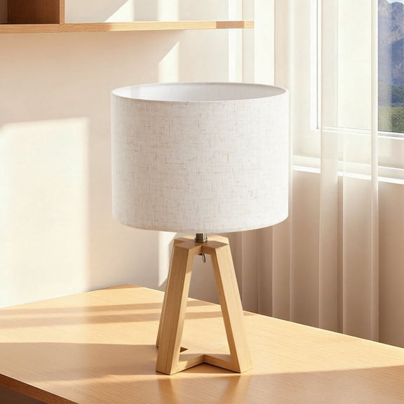 Booniture Table Lamp Golden Four-legged Base and Natural Linen Fabric,Perfect Nightstand,End Table,and Desk Lamp,Natural