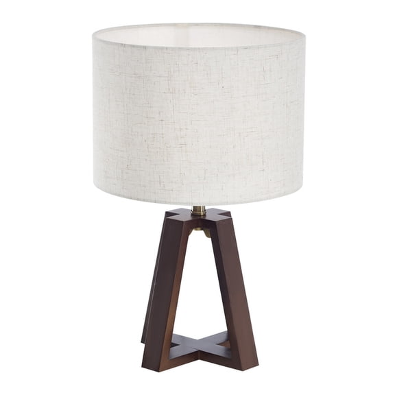 Booniture Table Lamp Golden Four-legged Base and Natural Linen Fabric,Perfect Nightstand,End Table,and Desk Lamp,Walnut