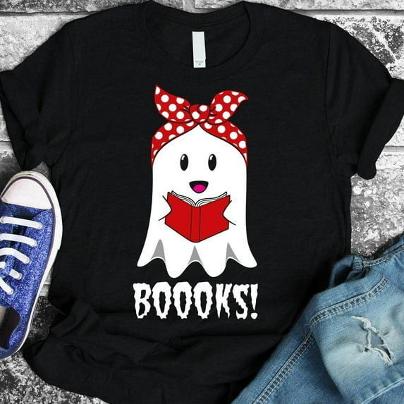 Boooks T-shirt Librarian Shirts Reading Tshirt Geek Shirt Nerd Gift Student Tee Women's Ghost Top