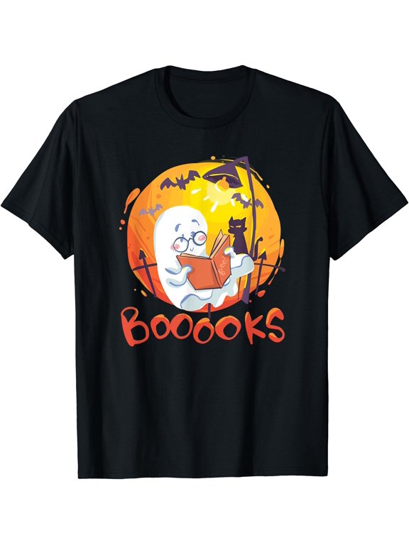 Booooks Ghost Halloween Book Lover Library Reading T-Shirt , Vintage T-Shirt