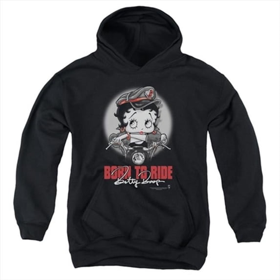 Boop-Born To Ride - Youth Pull-Over Hoodie- Black - Small