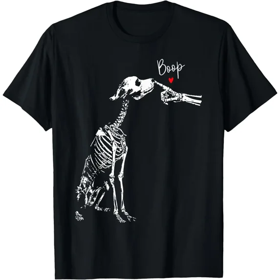Boop Funny Dog Skeleton Boop Halloween Night Dog Graphic T-Shirt ...