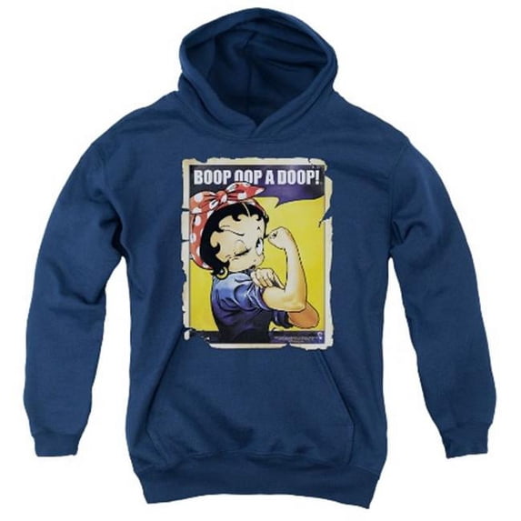 Boop-Power - Youth Pull-Over Hoodie - Navy- Small