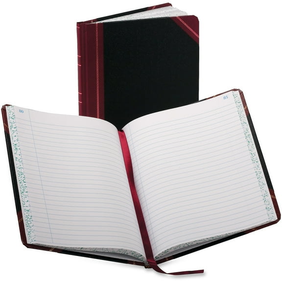 Boorum & Pease Account Record Book, Black/Maroon/Gold Cover, 9.25 x 7.31 Sheets, 150 Sheets/Book