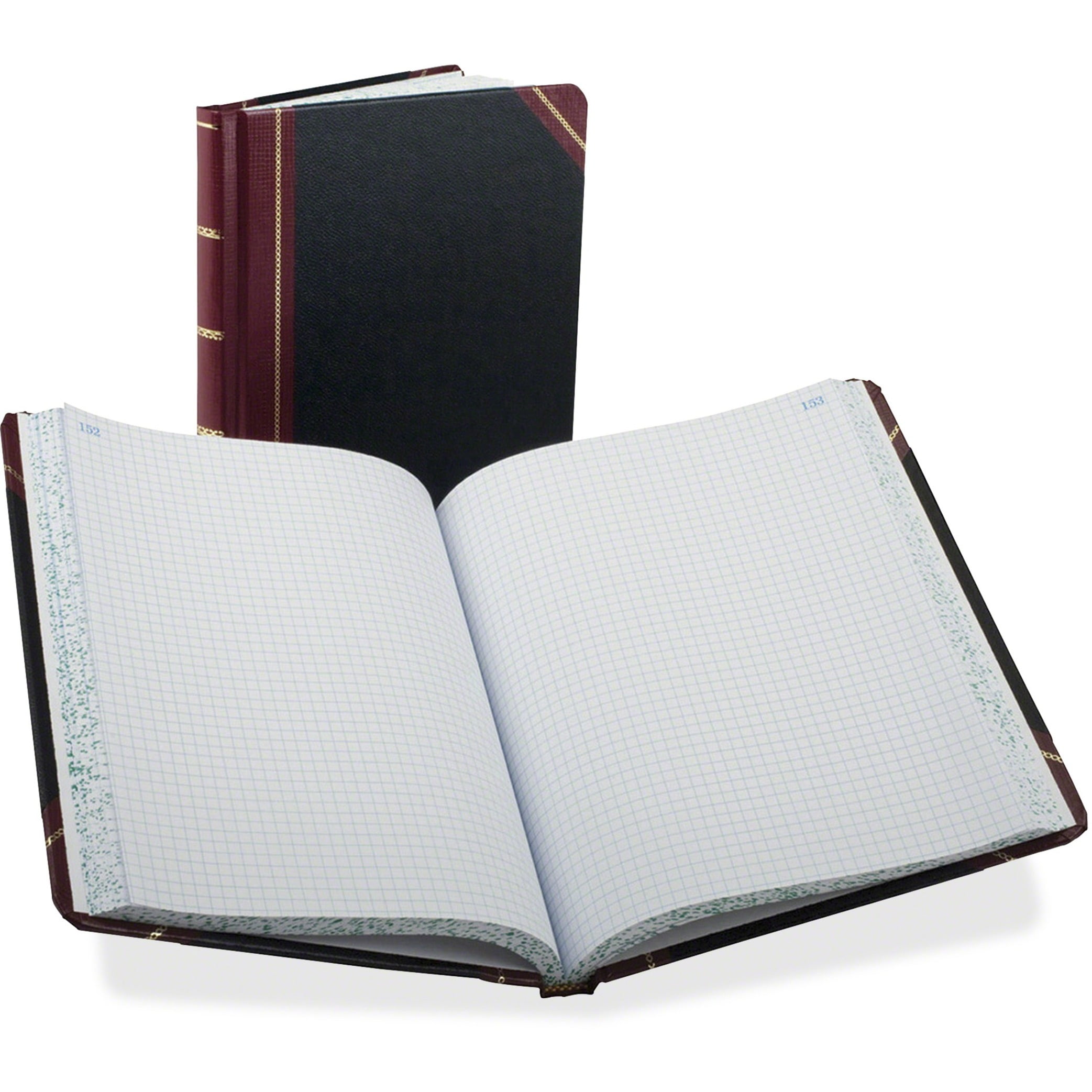 Boorum & Pease Quadrille Accounting Book, Black, 300 Pages, 8 1/8 x 10 3/8