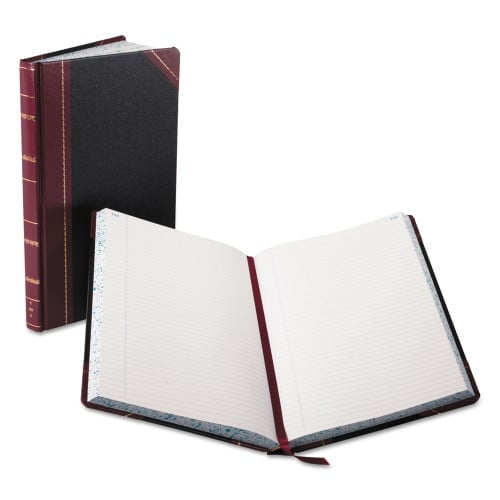 Boorum & Pease Record/Account Book, Black/Red Cover, 300 Pages, 14 1/8 x 8 5/8