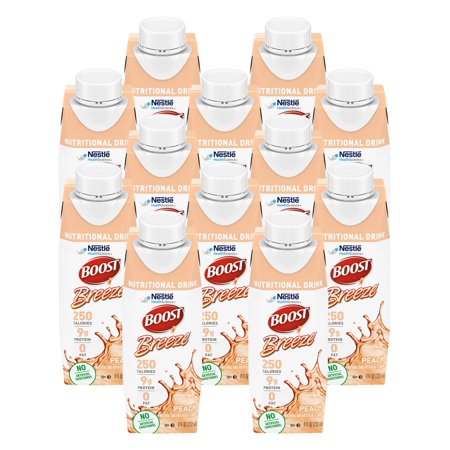Boost Breeze Nutritional Drink, Peach, 8 FL OZ (Pack of 12)