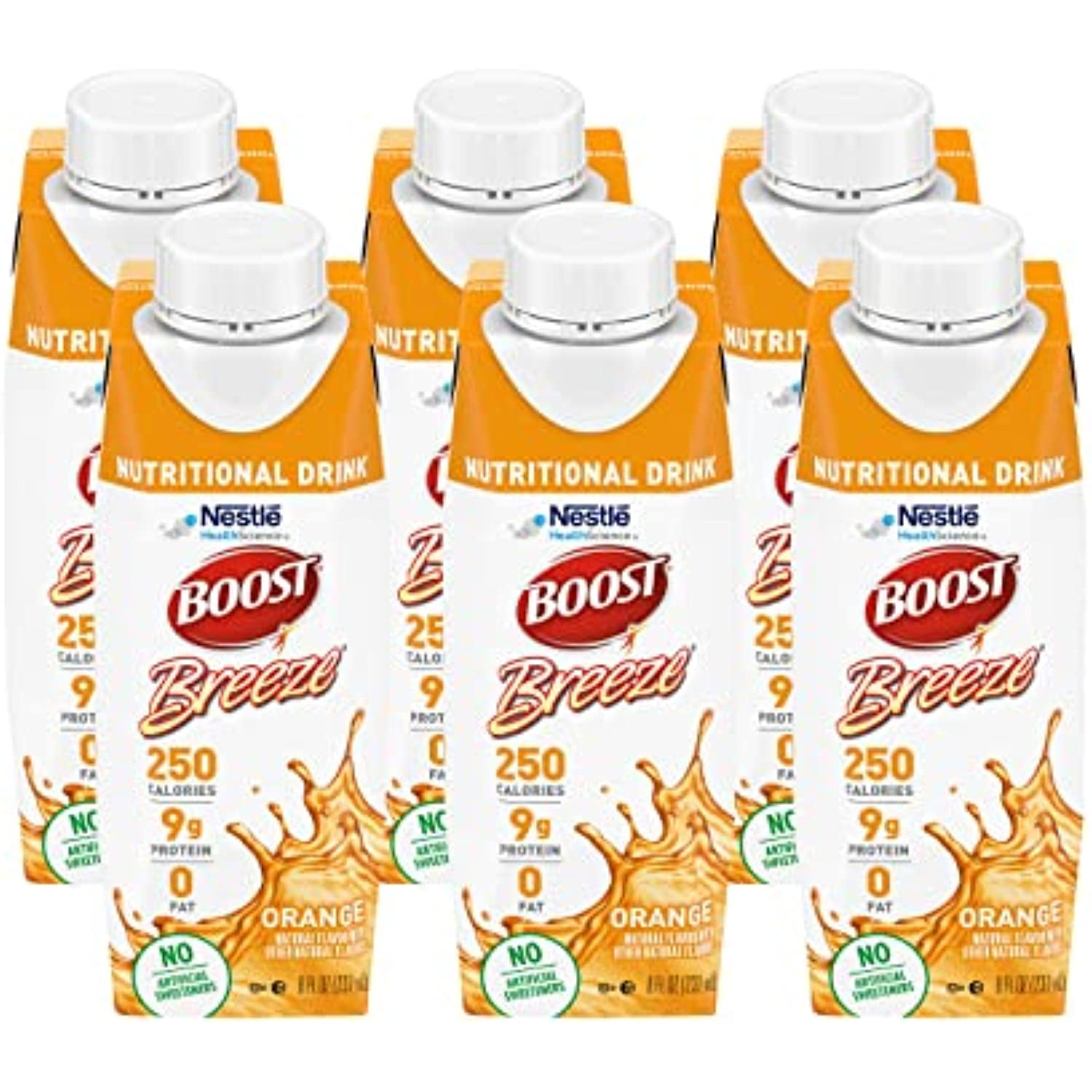 BOOST Breeze Flavored Drink, Orange, 8 Fl Oz (Pack of 6)