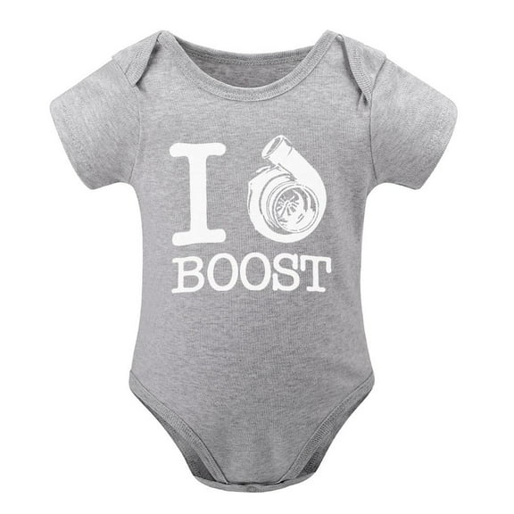 Boost Engine Car Racing Baby Bodysuit - Cartoon Short Sleeve Romper for Infants Gray-style 12months