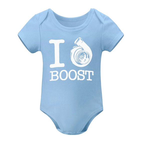 Boost Engine Car Racing Baby Bodysuit - Cartoon Short Sleeve Romper for Infants Sky Blue-style 12months