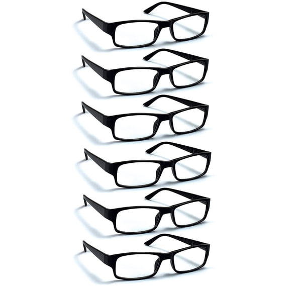 Spring Loaded Spectacle Frames Boost Eyewear Durable Reader Eyeglasses, 6 Pack, Black Frames, +1.75 ...