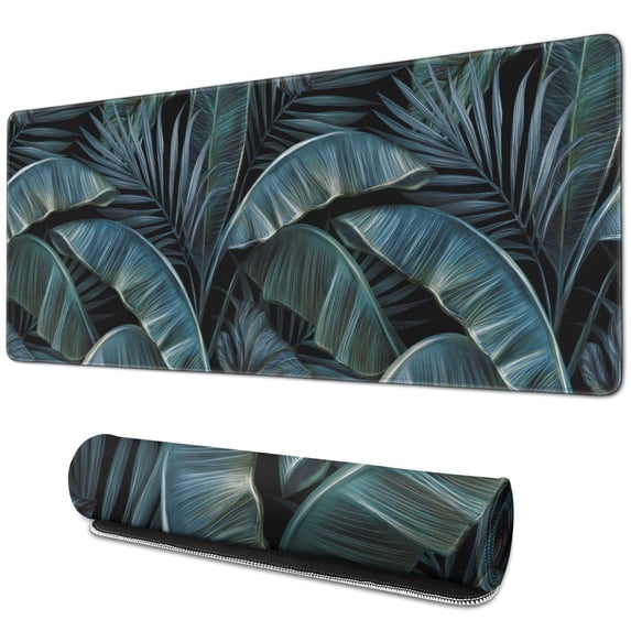 Boost Your Gaming Experience with Ultra Large Mouse Pad: XXL Gaming Mousepad, Green Tropical Leaves Design, Large Extended Desk Pad Perfect for Keyboard, Laptop & Computer - 31.5x11.8 Inch