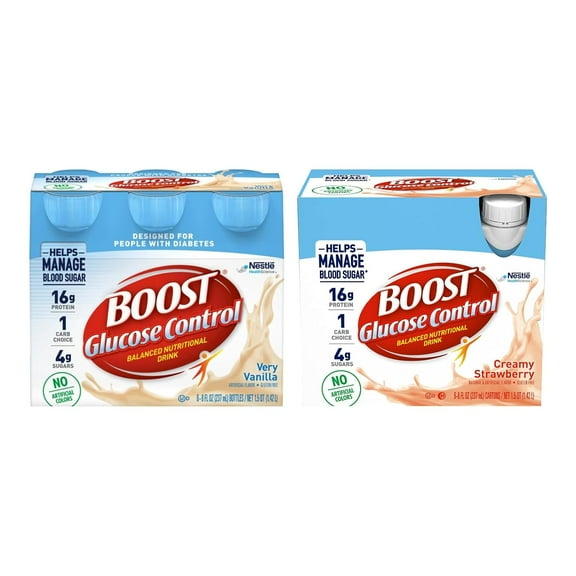 Boost Glucose Control Nutritional Drink, Creamy Strawberry, 8 oz (Pack of 2)