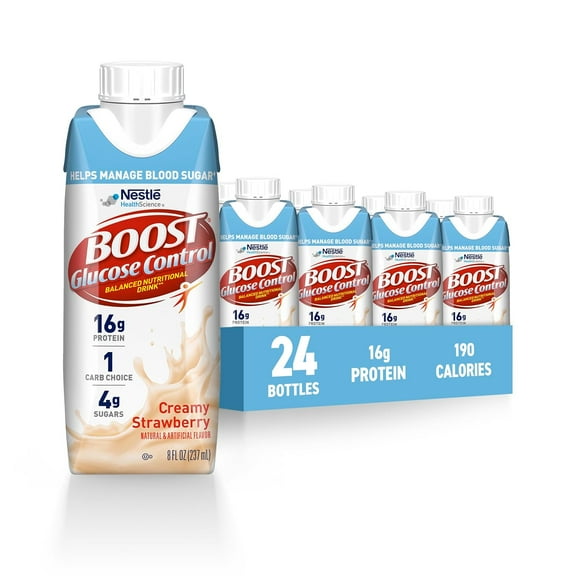 Boost Glucose Control Nutritional Drink, Creamy Strawberry, 8 oz (Pack of 4)