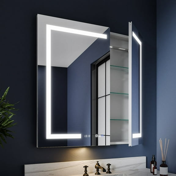 Boost-M2 36" W x 36" H Bathroom Light Medicine Cabinets with Vanity Mirror Recessed or Surface