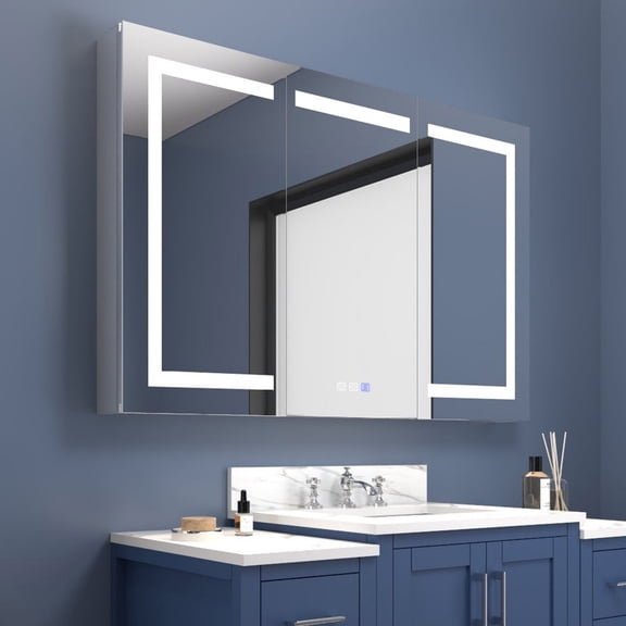 Boost-M2 48" W x 32" H LED Lighted Recessed Medicine Cabinets with Mirror - Surface or Recessed Installation