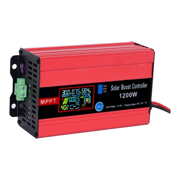 Boost MPPT Solar Charge Controller, 30A 1200W 48V 60V 72V Solar Controller with LCD Display, 15A Max Output for LiFePO4 Lithium Lead Acid Battery for RV, Golf Cart, Universal for All PV Panels