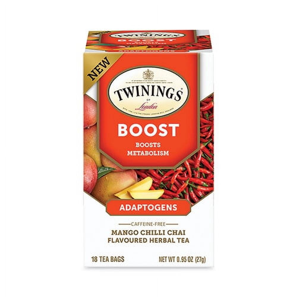 Boost Mango Chili Chai Herbal Tea Bags, 0.95 oz, 18/Box Boost Mango Chili Chai Herbal Tea Bags, 0.95 oz, 18/Box