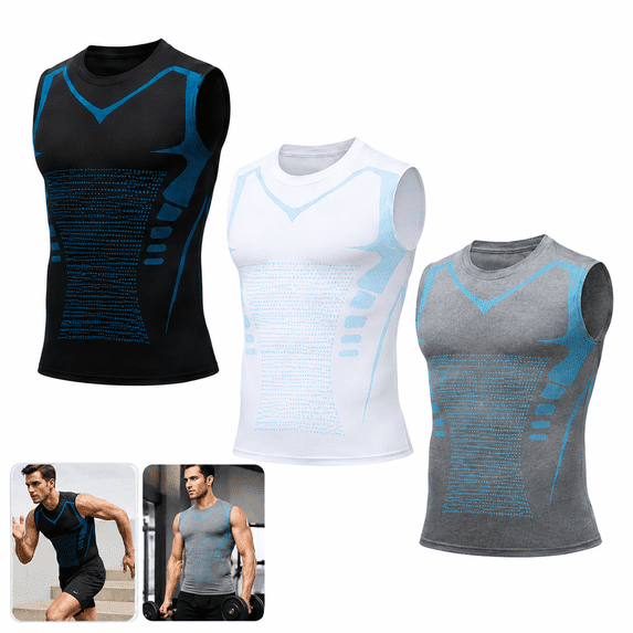 Boost Men Shirt, Men Sleeveless Compression Tank Top, Quick Dry Breathable Mesh Workout Shirt, Stretch Athletic Base Layer for Gym Running Daily Wear, S-5XL
