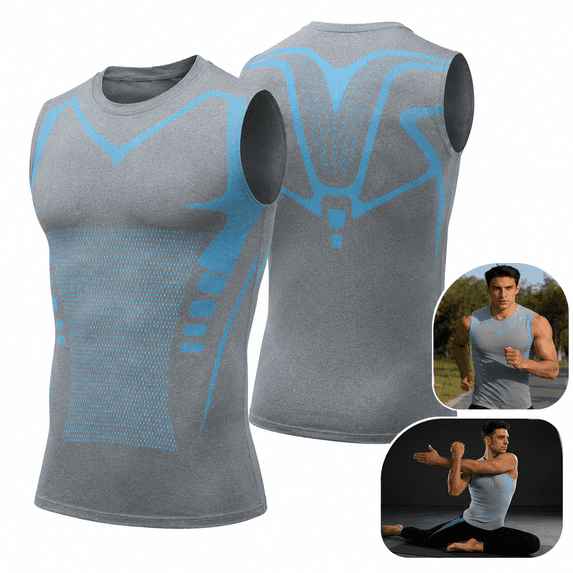 Boost Men Shirt, Men Sleeveless Compression Tank Top, Quick Dry Breathable Mesh Workout Shirt, Stretch Athletic Base Layer for Gym Running Daily Wear, S-5XL