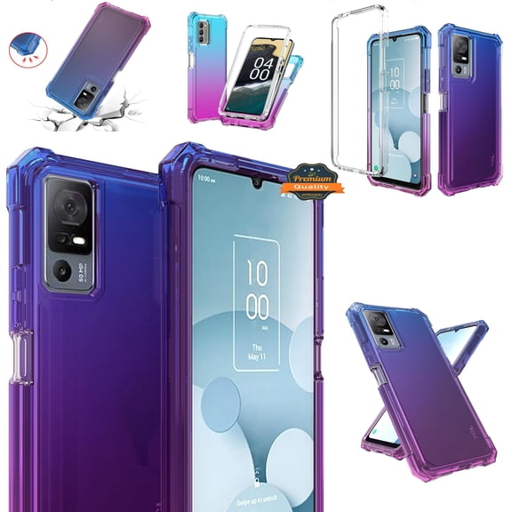 For Boost Mobile Celero 5G (2023 /2021) Full-Body Gradient Dual Layer Hybrid Case Slim, Drop-Proof TPU Hard PC, Durable Corner Front Bumper Protector Phone Case Cover by Xpression, Blue Purple
