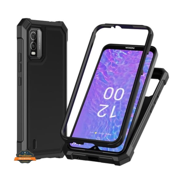 For Boost Mobile Celero 5G SC Phone Case Hybrid 2in1 Front Bumper Frame Cover with Coners Edge Shockproof Soft TPU + Hard PC Anti-Slip Heavy Duty Cover Black