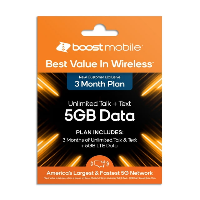 Boost Mobile Preloaded 3mo/5GB SIM Kit