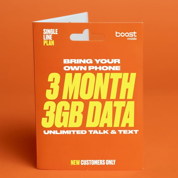 Boost Mobile Preloaded SIM Card, Bring Your Own Device, 3month Plan - Unlimited Talk/Text, 3GB of Data