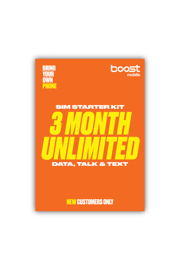 Preloaded SIM Card, Bring Your Own Device, 3month Plan - Unlimited Talk/Text and Data