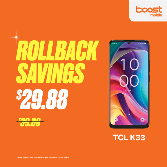 Boost Mobile TCL K33 5G, 64GB, Black - Prepaid Smartphone [Locked to Boost Mobile]