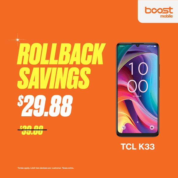 Boost Mobile TCL K33 5G, 64GB, Black - Prepaid Smartphone [Locked to Boost Mobile]