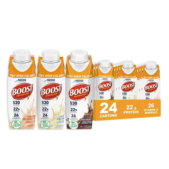 Boost Nutritional Drink Variety Pack, 4 Vanilla, 4 Strawberry, 4 Chocolate, 8 Fl Oz, 12 CT