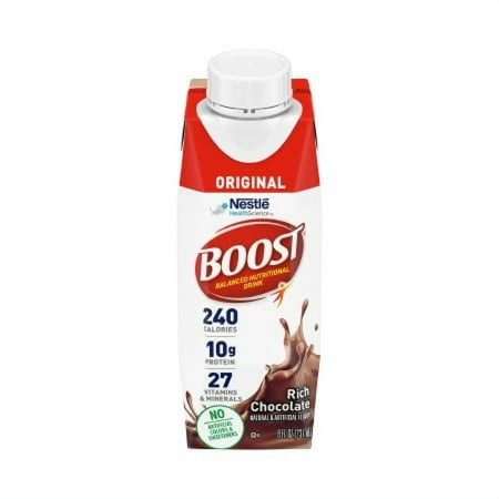 Boost Original Balanced Nutritional Drink Rich Chocolate, 8 ounce Carton, 24 Count