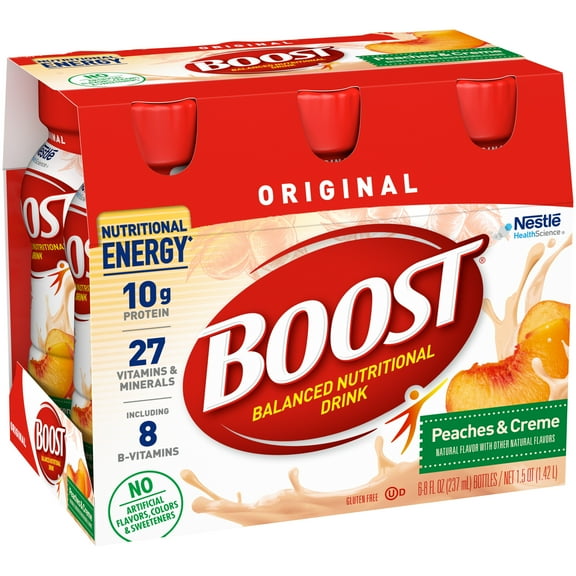 Boost Original Complete Nutritional Drink, Peaches & Creme, 8 oz (Pack of 4)