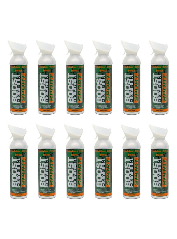 Boost Oxygen 10L Canned Supplemental Oxygen w/ Mouthpiece, Orange (12 Pack)