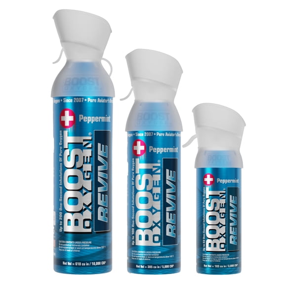 Boost Oxygen 3, 5, & 10L Supplemental Oxygen Can w/Mouthpiece, Peppermint
